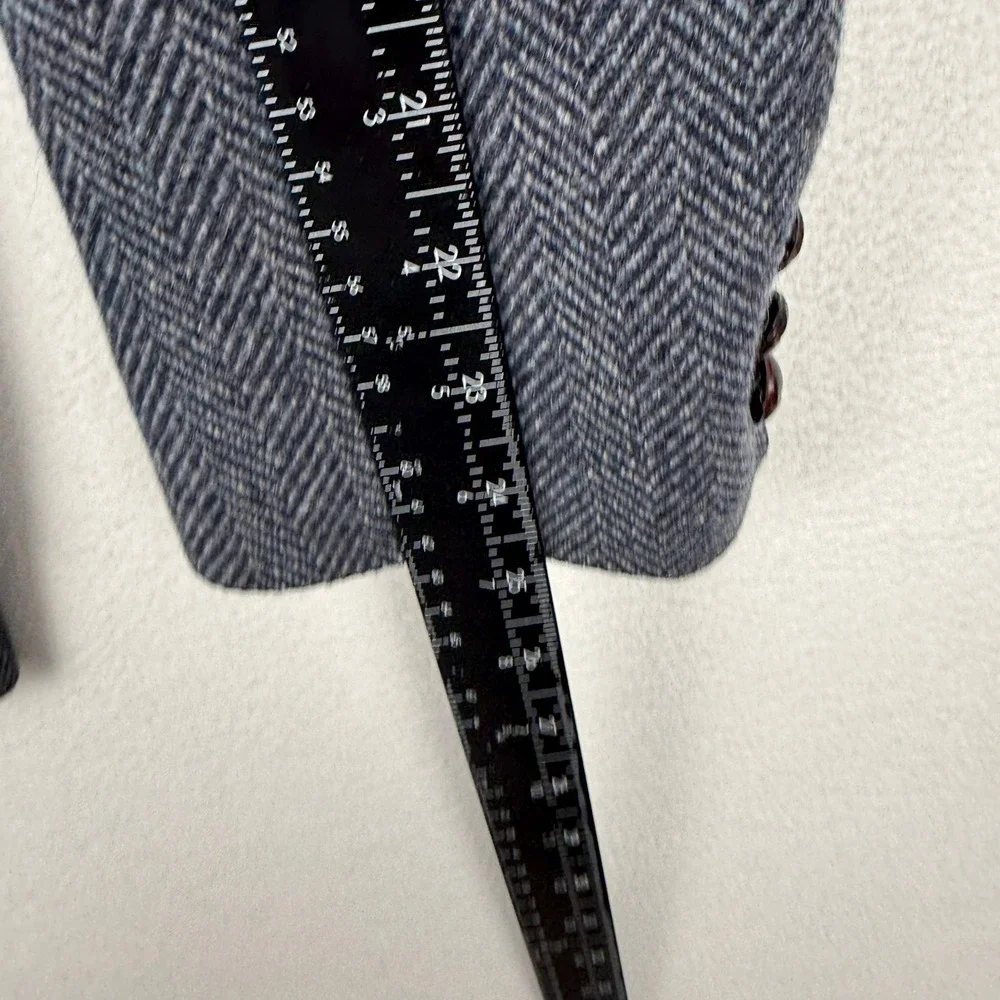 Pendleton Sport Coat Mens 44 Gray Herringbone Virgin Wool Elbow Patch Blazer
